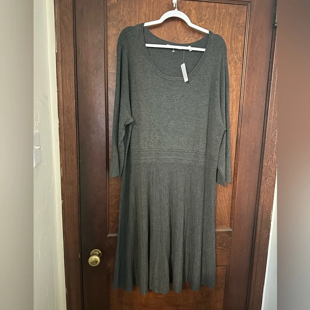 NWT Soft Surroundings Grey Knit Sweater Dress 2X - Picture 2 of 5